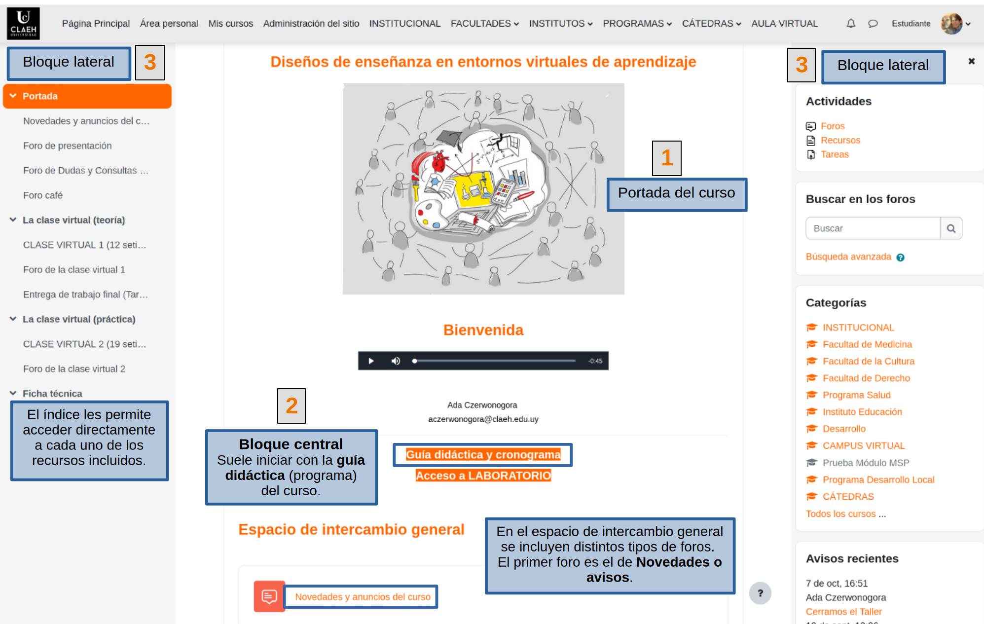vista general del aula virtual